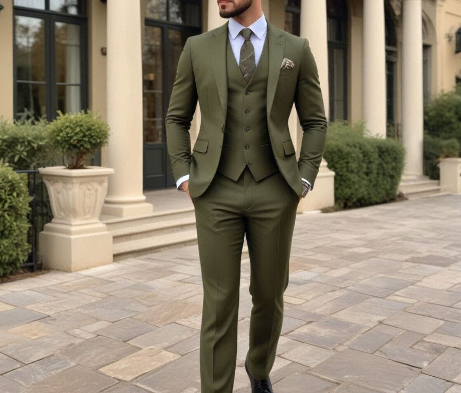 Men Formal Wear Wedding - Terno Masculino Verde Oliva Slim Fit