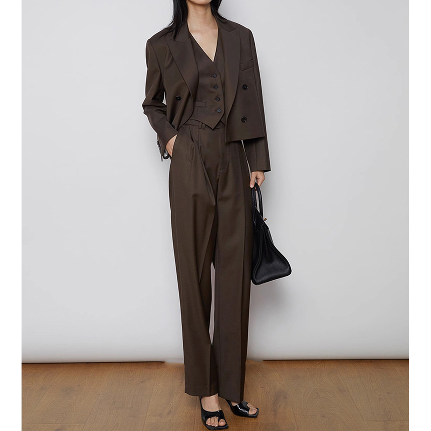 Double Breasted Blazer - Conjunto de Calças Femininas Allingentle 3