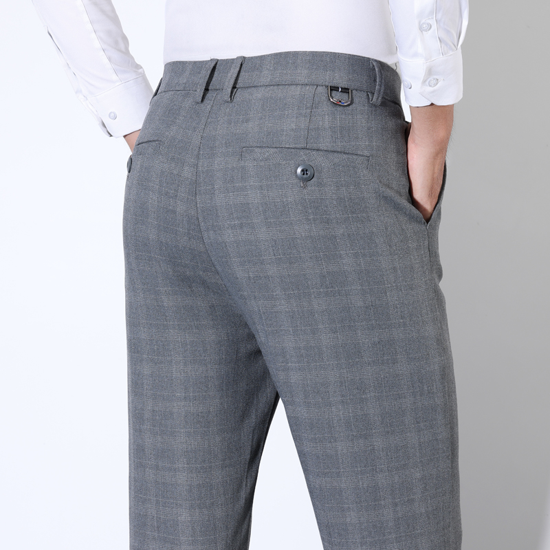 Men Formal Wear Wedding - Algodão xadrez listrado clássico terno calças