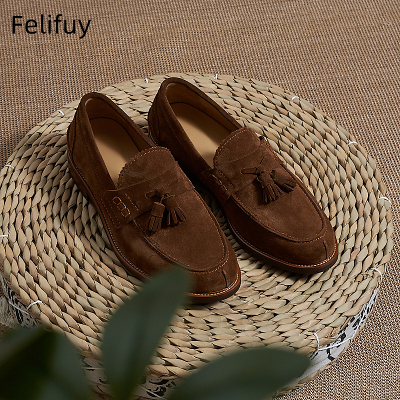 Men Formal Wear Wedding - Novos Mocassins Masculinos Marrons de Camurça