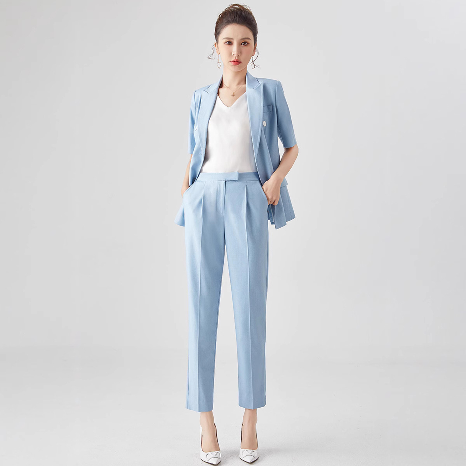 Double Breasted Blazer - Conjunto Feminino Allingentle Slim Fit para