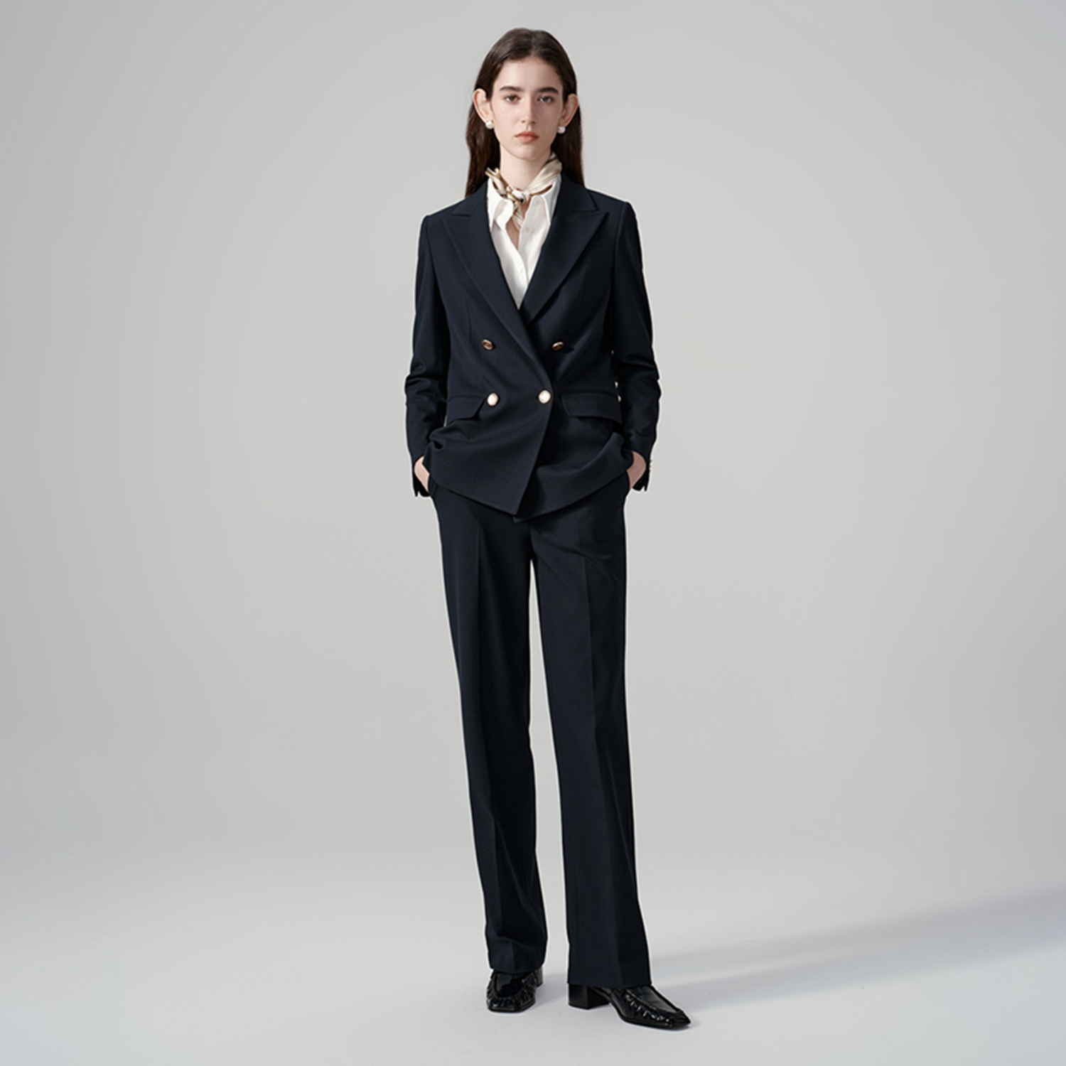 Double Breasted Blazer - Allingentle feminino pantsuit clássico duplo breasted