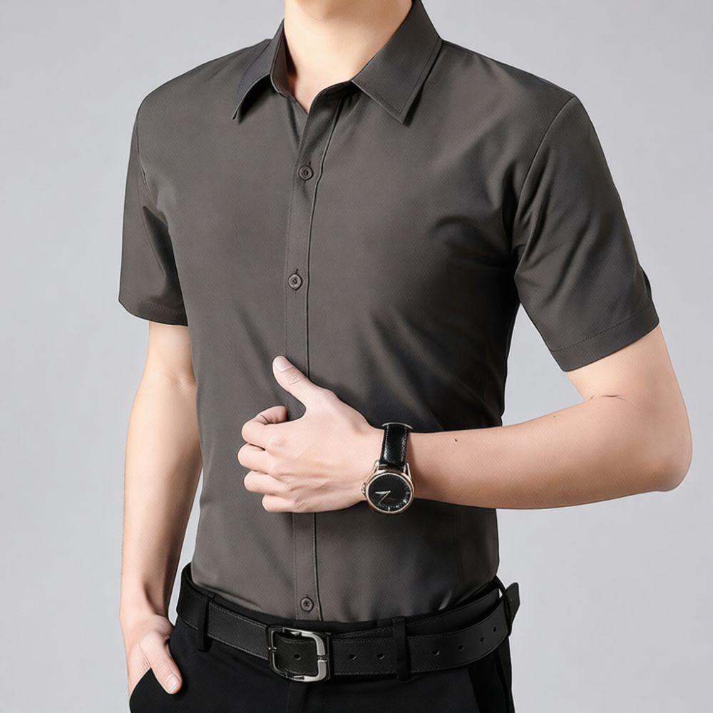 Nova Camisa Masculina de Manga - Men Formal Office Wear Shirts avaliação e preço