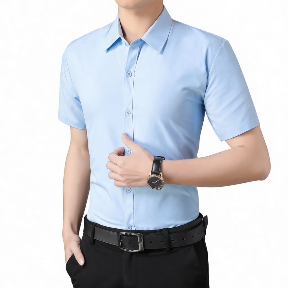 Nova Camisa Masculina de Manga - Men Formal Office Wear Shirts avaliação e preço