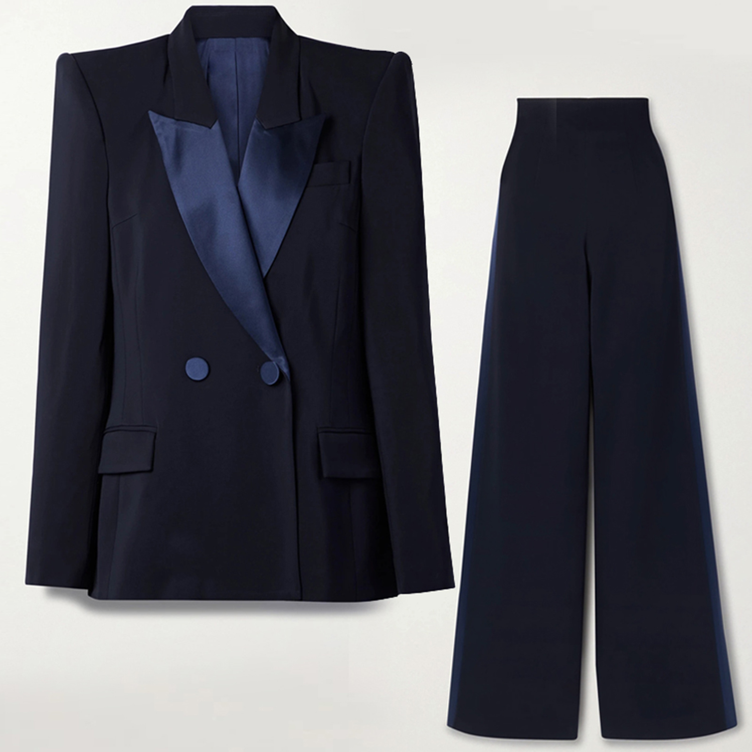 Azul marinho feminino 2 peça c - Double Breasted Blazer avaliação e preço