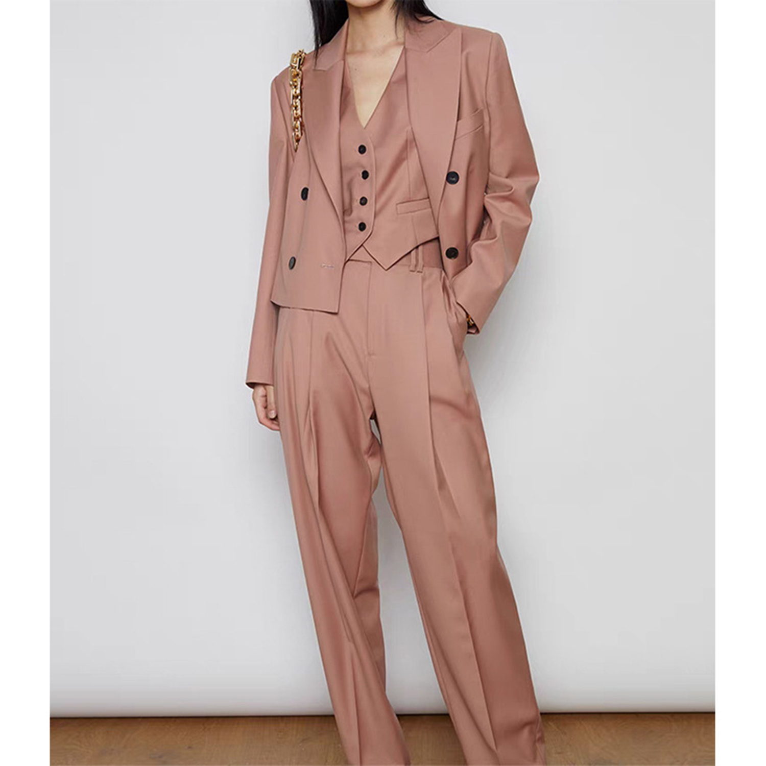 Conjunto de Calças Femininas A - Double Breasted Blazer avaliação e preço