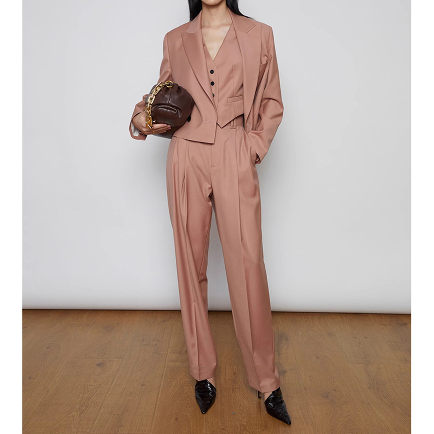 Conjunto de Calças Femininas A - Double Breasted Blazer avaliação e preço