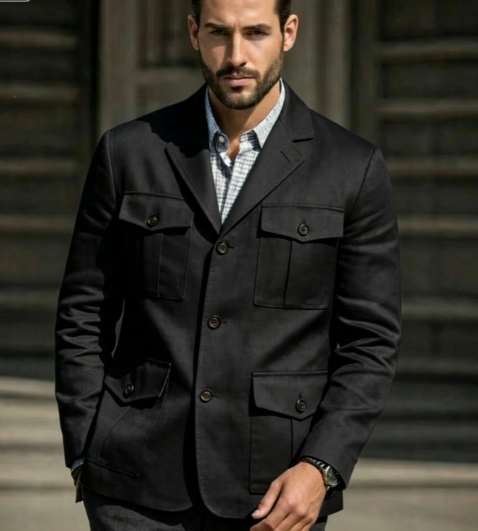 Blazer Safari Azul de Linho Ma - Men'S Formal Resort Wear avaliação e preço