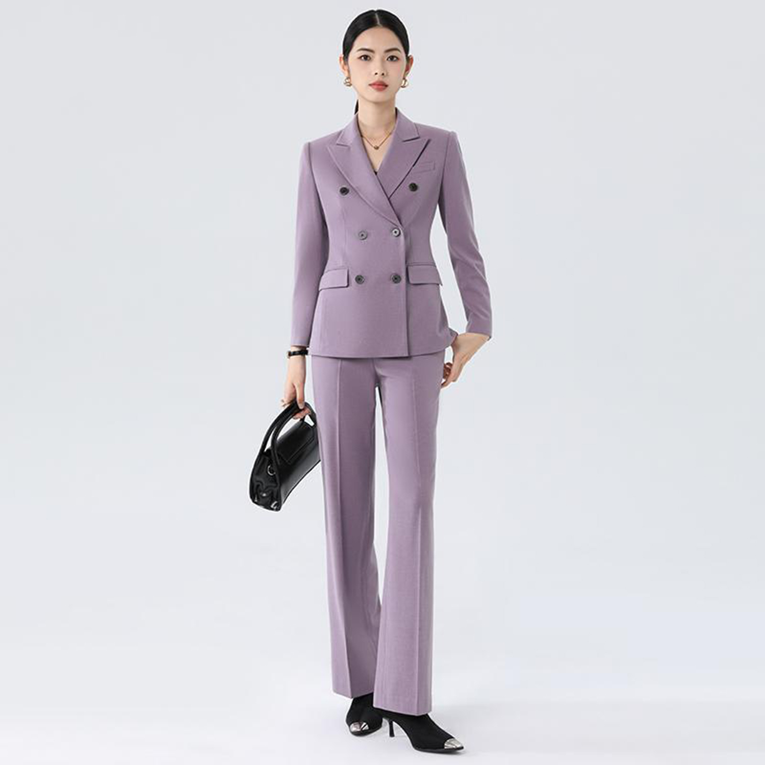 Conjunto Feminino Roxo Allinge - Double Breasted Blazer avaliação e preço