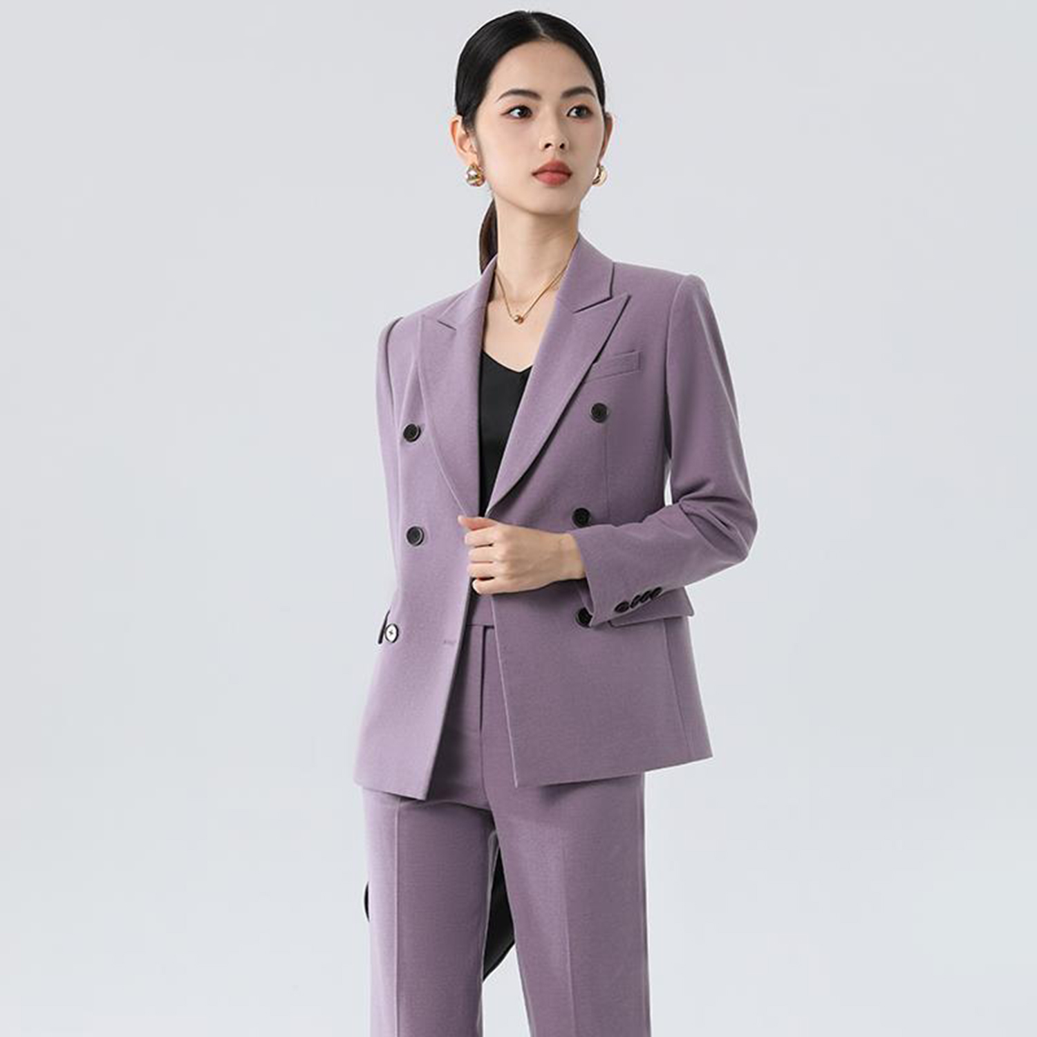 Conjunto Feminino Roxo Allinge - Double Breasted Blazer avaliação e preço
