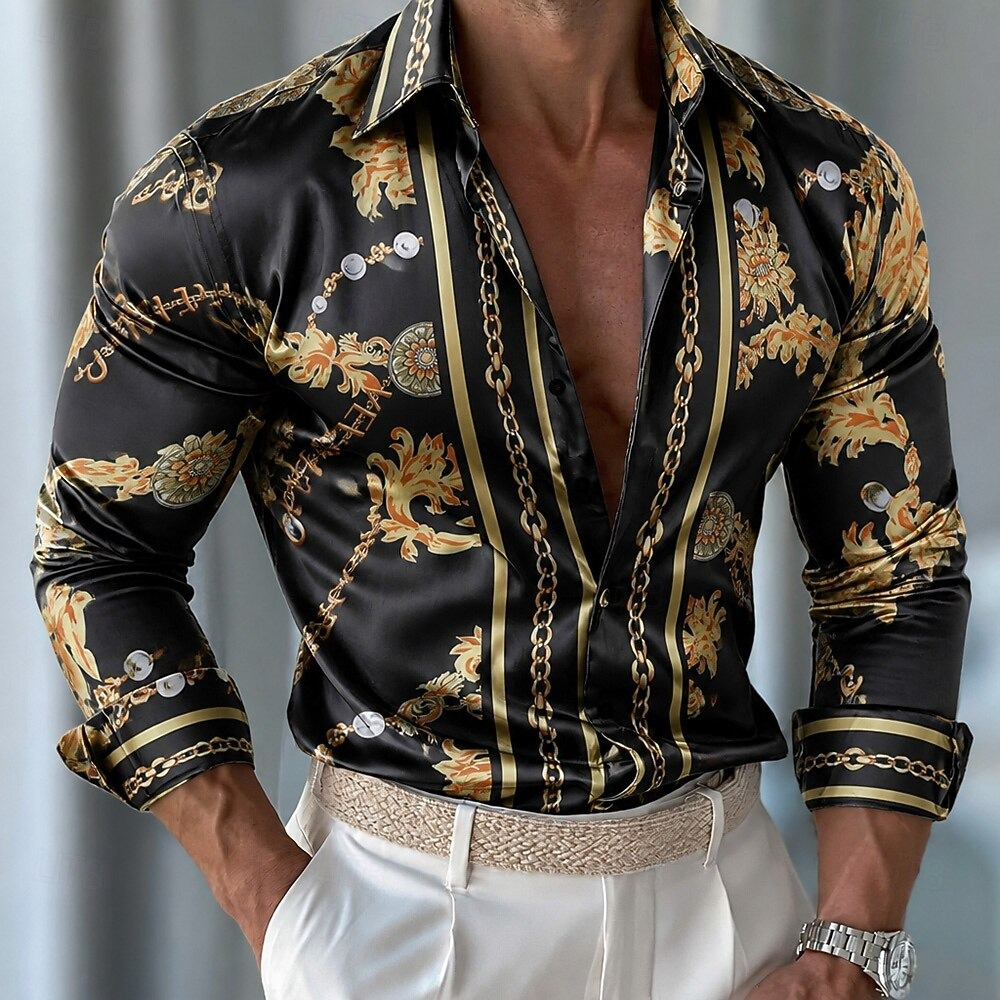Camisa Masculina de Cetim Flor - Men'S Holiday Formal Wear avaliação e preço