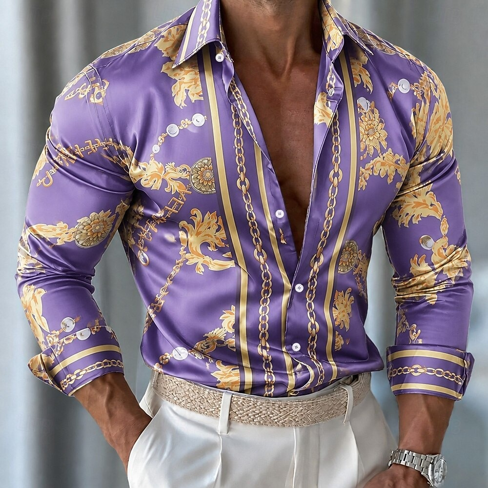 Camisa Masculina de Cetim Flor - Men'S Holiday Formal Wear avaliação e preço