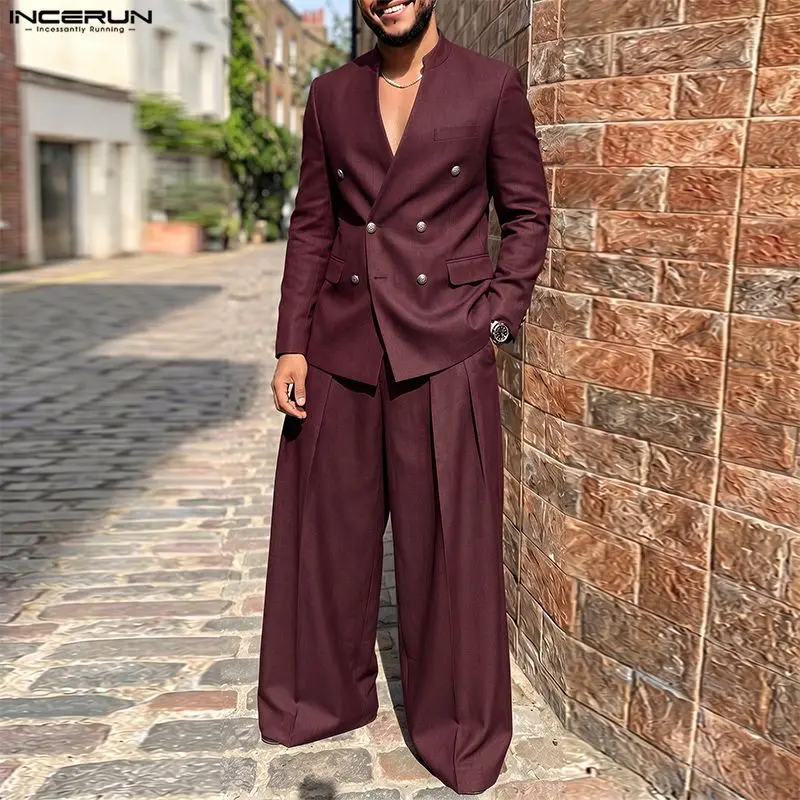 Conjuntos Masculinos INCERUN,  - Double Breasted Blazer avaliação e preço