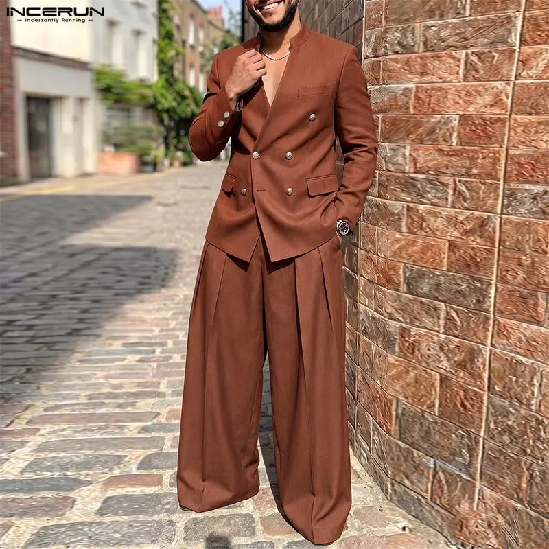 Conjuntos Masculinos INCERUN,  - Double Breasted Blazer avaliação e preço