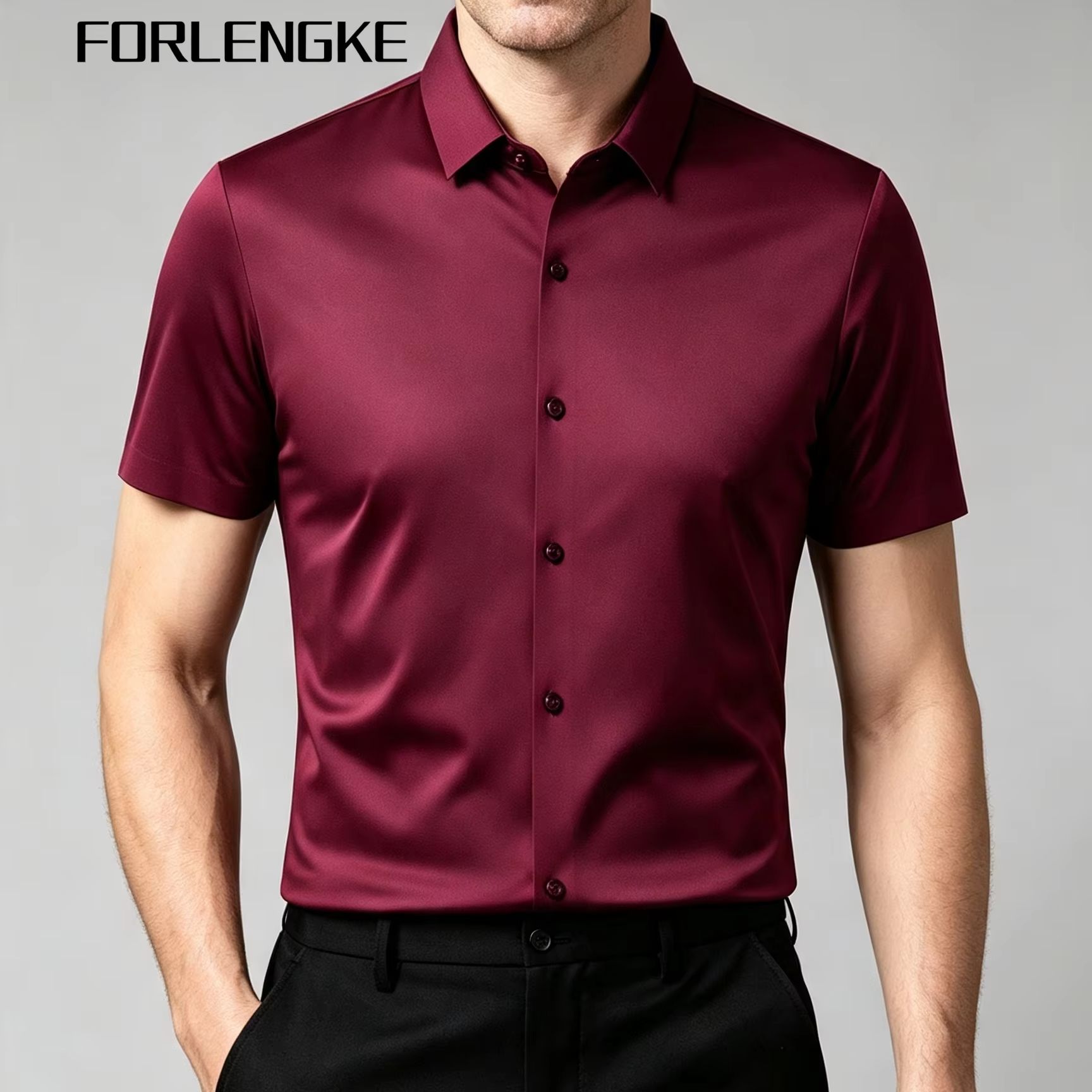 Camisa Social Masculina FORLEN - Men Formal Office Wear Shirts avaliação e preço